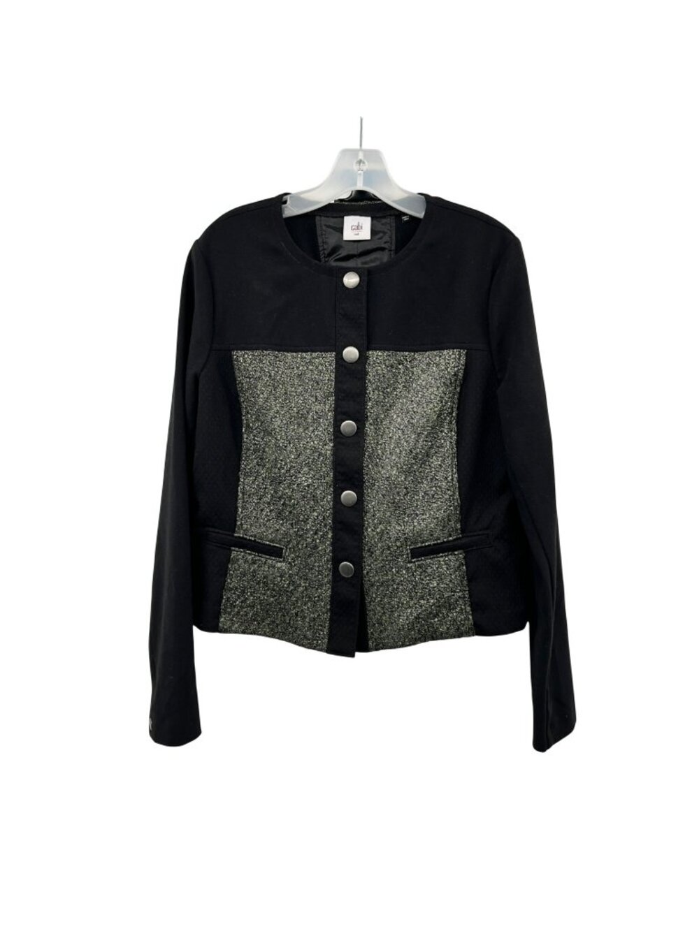 Cabi Womens Snap Up Blazer Jacket Long Sleeve Black/Multi Size Medium